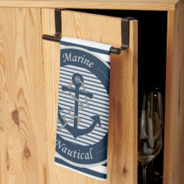 Sailor Rand Anchor och Rope på vit bakgrund Kökshandduk