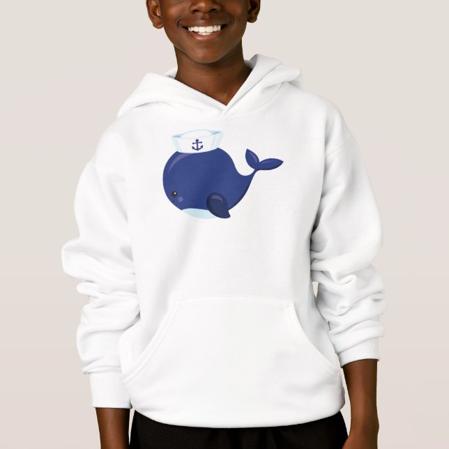 Sailor Whale, Little Whale, Cute Whale, Blue Whale T Shirt (Framsida)