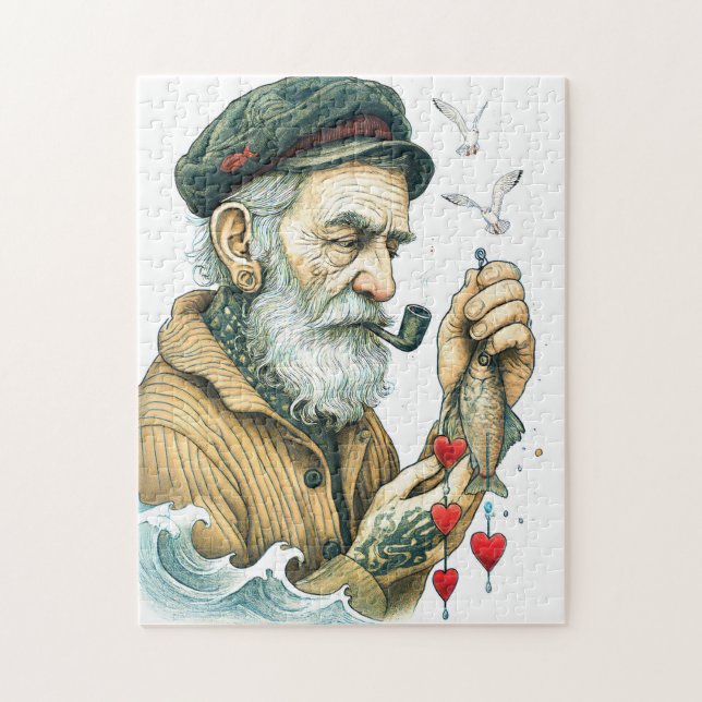 Sailor with Pipe and small hearts Pussel (Vertikal)