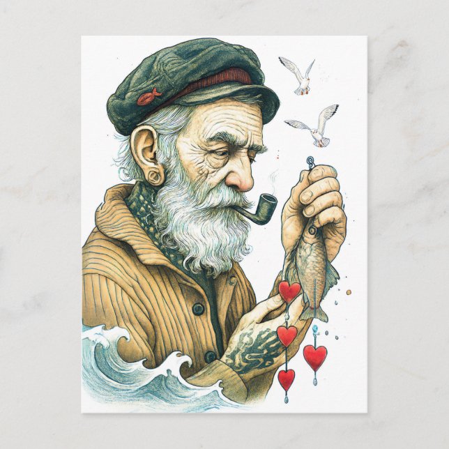 Sailor with Pipe and small hearts Vykort (Framsida)