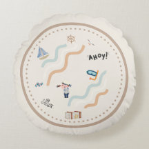 Sailors Dream Nursery Round Pillow