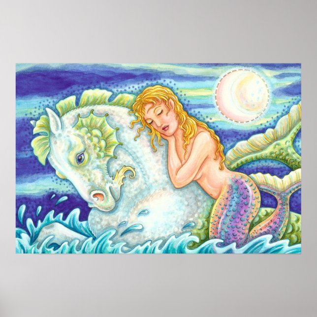 SAILOR'S FANTASY SJÖJUNGFRU RIDING MERHORSE, SEAHO POSTER (Framsidan)
