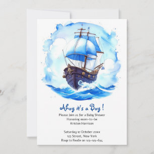 Sailor's Paradise: Nautical Pojke Shower Inbjudningar