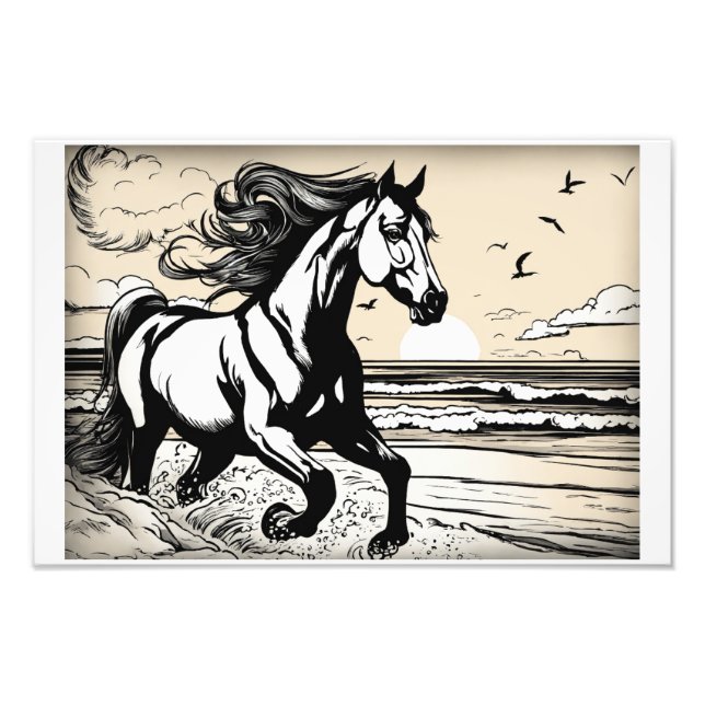 Sailor's Stallion Beach Tattoo Fototryck (Framsidan)