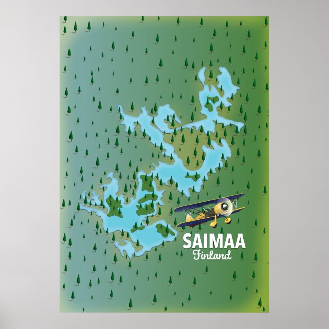 Saimaa Sjö Finland karta Poster (Framsidan)