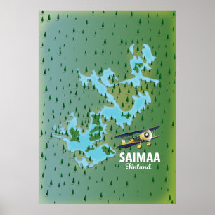 Saimaa Sjö Finland karta Poster