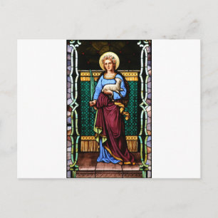Saint Agnes (Agnes of Rom) - Glaskonst, fastsatt Vykort