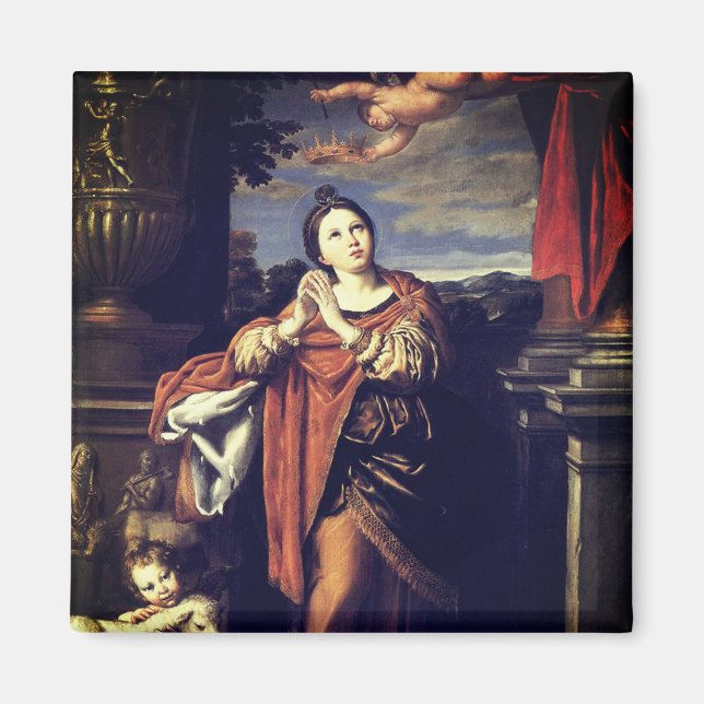 Saint Agnes av Domenichino (c. 1620) Magnet (Framsidan)