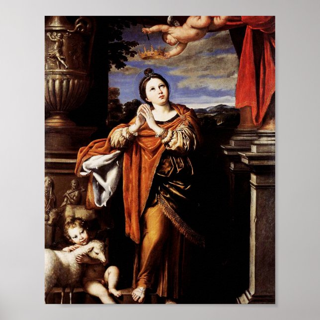 Saint Agnes av Domenico Zampieri Poster (Framsidan)