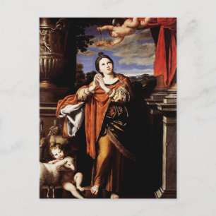 Saint Agnes av Domenico Zampieri Vykort