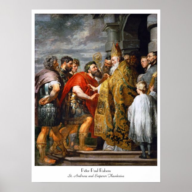 Saint Ambrose och Emperor Theodosius Paul Rubens Poster (Framsidan)