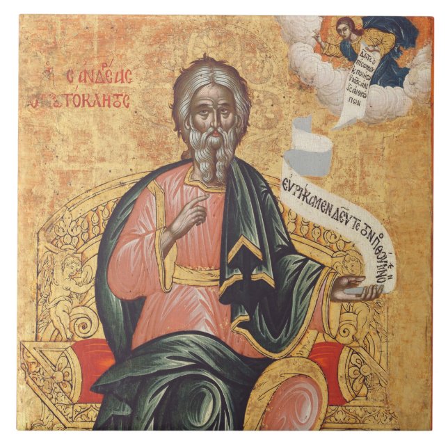 Saint Andrew den ortodoxa ikonen Apostle Kakelplatta (Framsidan)