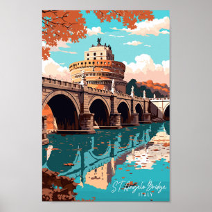 Saint Angelo Bridge Italien vintage resor ställe Poster