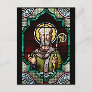 Saint Anselm of Canterbury Stached Glass Art Vykort