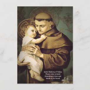 Saint Anthony Återställningsbön för Förlorade Ting Tilläggskort