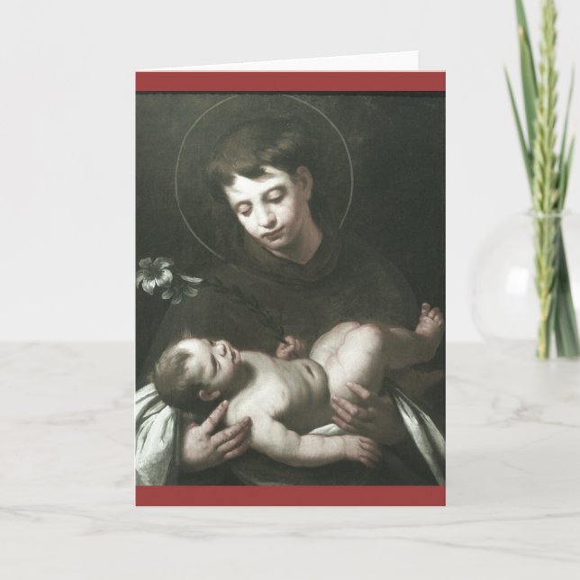 Saint Anthony från Padua Holding Baby Jesus Helgkort (Framsida)
