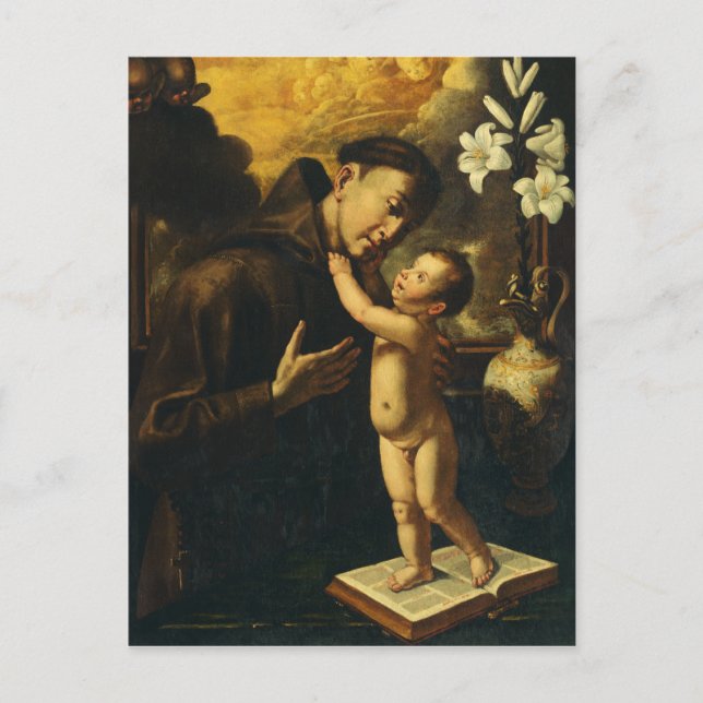 Saint Anthony i Padua med Baby Jesus Vykort (Framsida)