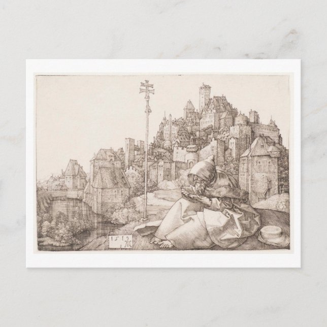 Saint Anthony Reading (Albrecht Durer 1519) Vykort (Framsida)
