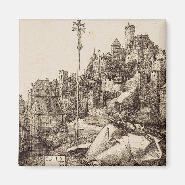 Saint Anthony Reading av Albrecht Durer Magnet (Framsidan)