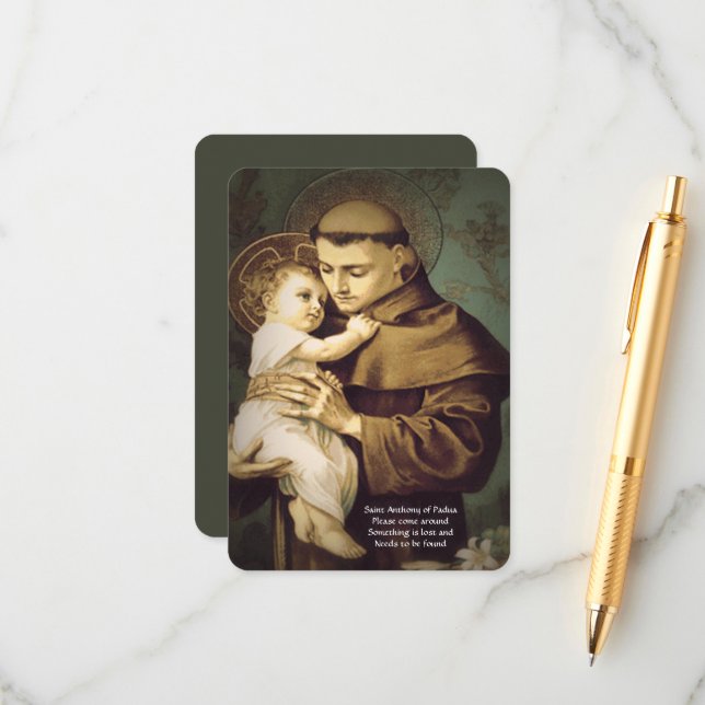Saint Anthony Restoration Prayer of Borttappad Ite Tilläggskort (Fram/Back In Situ)