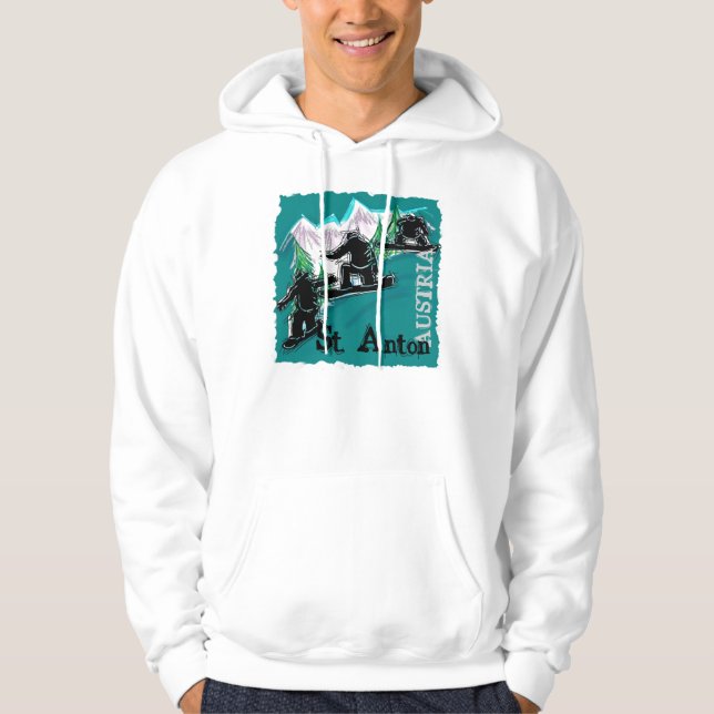 Saint Anton Austria snowboard-killar Sweatshirt Med Luva (Framsida)