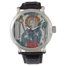 Saint Apollonia. Färgad litografi Armbandsur