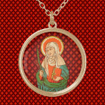 Saint Apollonia (VVP 001) Guldpläterat Halsband<br><div class="desc">Antique image St. Apollonia från ett sent 1800-tal-kromolitografiskt tryckeri som publicerats av K. van de Vyvere-Petyt,  Brugge,  Belgien,  i designerns privata samling av religiösa ephemera. Feber: 9 februari</div>