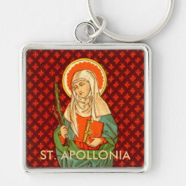Saint Apollonia (VVP 001) Premium Metall Fyrkantig Silverfärgad Nyckelring