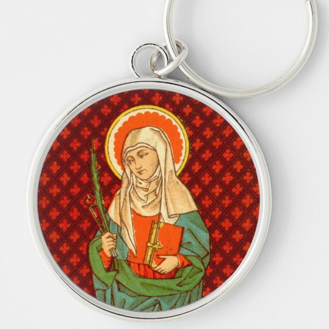 Saint Apollonia (VVP 001) Premium Metall Rund Silverfärgad Nyckelring (Framsidan)