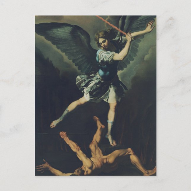 Saint Archangel Michael besegrar djävulen Vykort (Framsida)