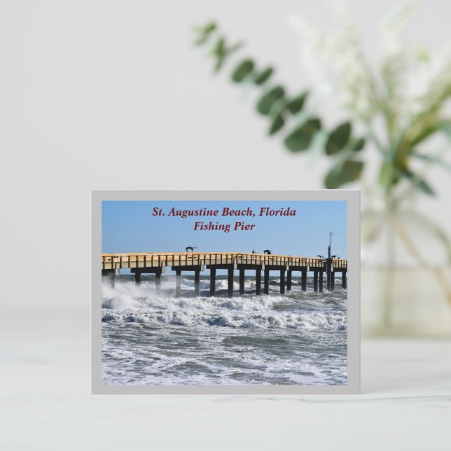 Saint Augustine Beach Florida Fishing Pier Helg Vykort (Stående Fram)