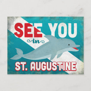 Saint Augustine Dolphin - Retro Vintage resor Vykort