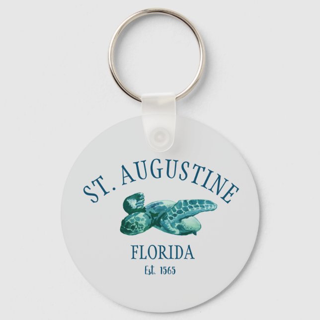 Saint Augustine EST 1565 Beach Sea Turtle Nyckelring (Framsida)