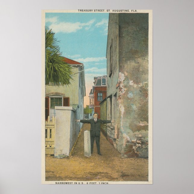 Saint Augustine, FL - View of Treasury Street & Poster (Framsidan)