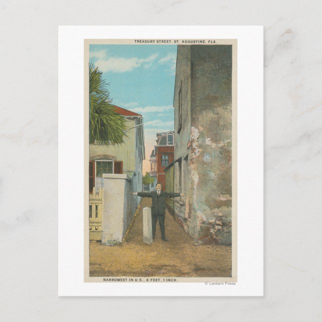 Saint Augustine, FL - View of Treasury Street & Vykort (Framsida)