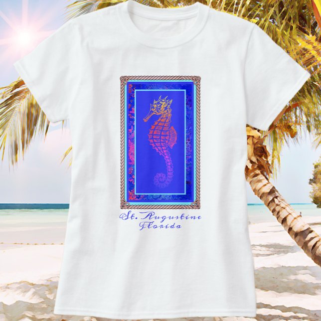 Saint Augustine Florida Colorful Seahorse T-Shirt (Skapare uppladdad)