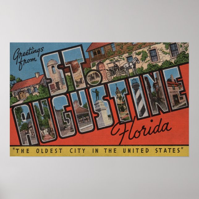 Saint Augustine, Florida - Large Brev Scenes 2 Poster (Framsidan)