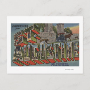 Saint Augustine, Florida - Large Brev Scenes Vykort