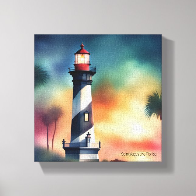 Saint Augustine Florida Lighthouse Art V133 Canvastryck (Framsida)