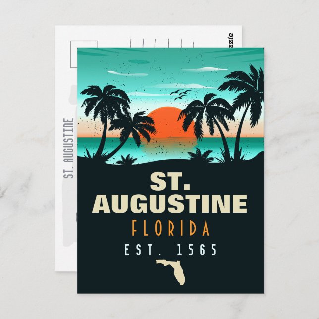 Saint Augustine Florida Retro Sunset Souvenirs 60- Vykort (Fram/baksida)