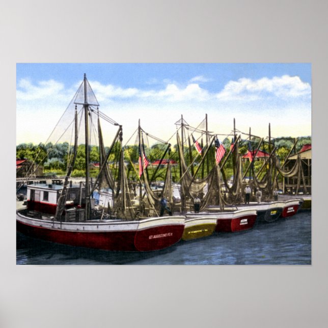 Saint Augustine Florida Shrimp Boats Poster (Framsidan)