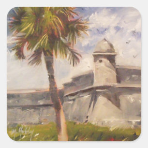 Saint Augustine Fort - Castillo de san Marcos Fyrkantigt Klistermärke