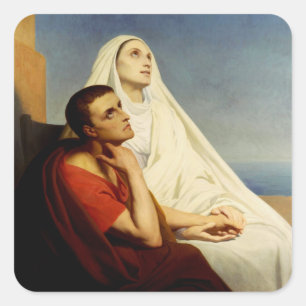 Saint Augustine och Saint Monica Fyrkantigt Klistermärke