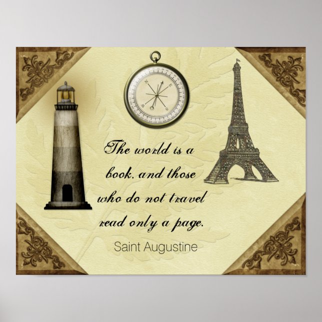 Saint Augustine Travel Quote - Art Print Poster (Framsidan)