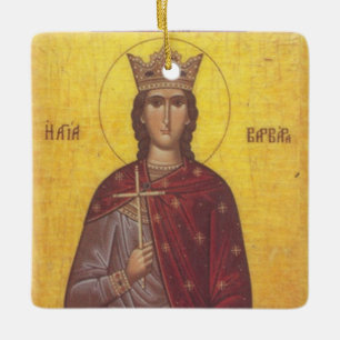 Saint Barbara Icon Julgransprydnad Keramik