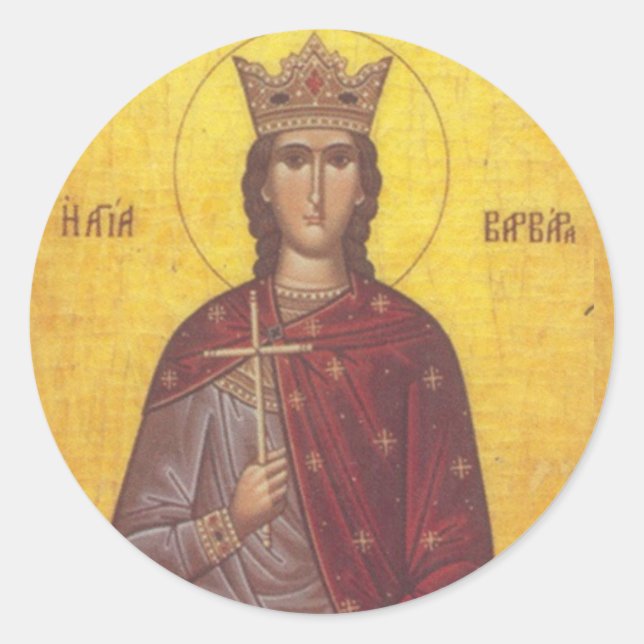 Saint Barbara Icon Runt Klistermärke (Framsida)