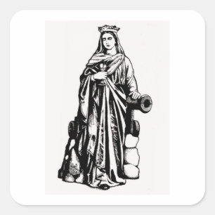 Saint Barbara med chalice och cannon Fyrkantigt Klistermärke