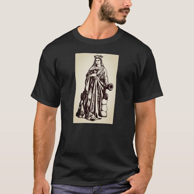 Saint Barbara med chalice och cannon T Shirt (Framsida)