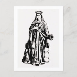 Saint Barbara med chalice och cannon Vykort