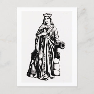 Saint Barbara med chalice och cannon Vykort